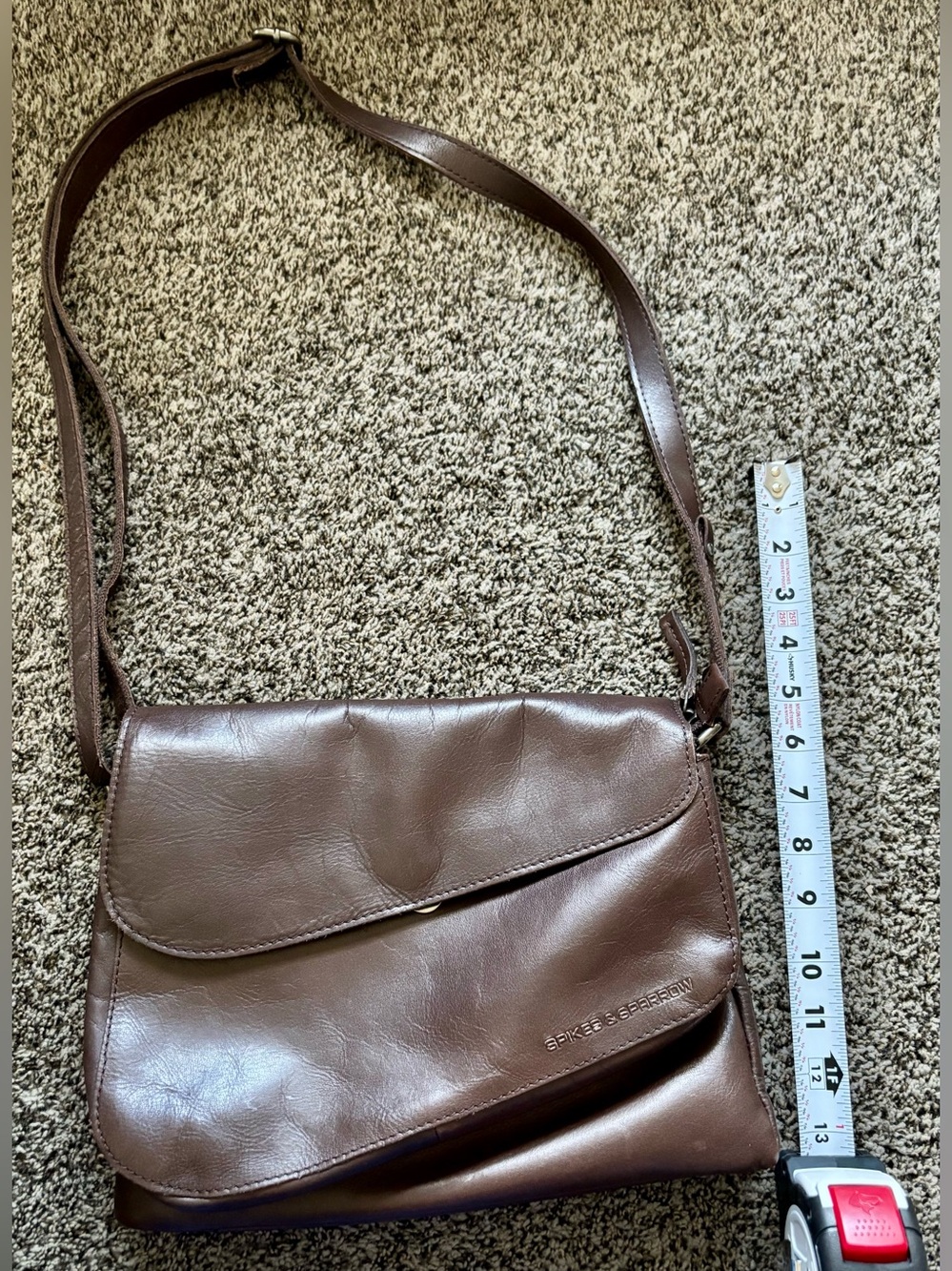 Brown Leather Spikes and Sparrow Shoulder Purse